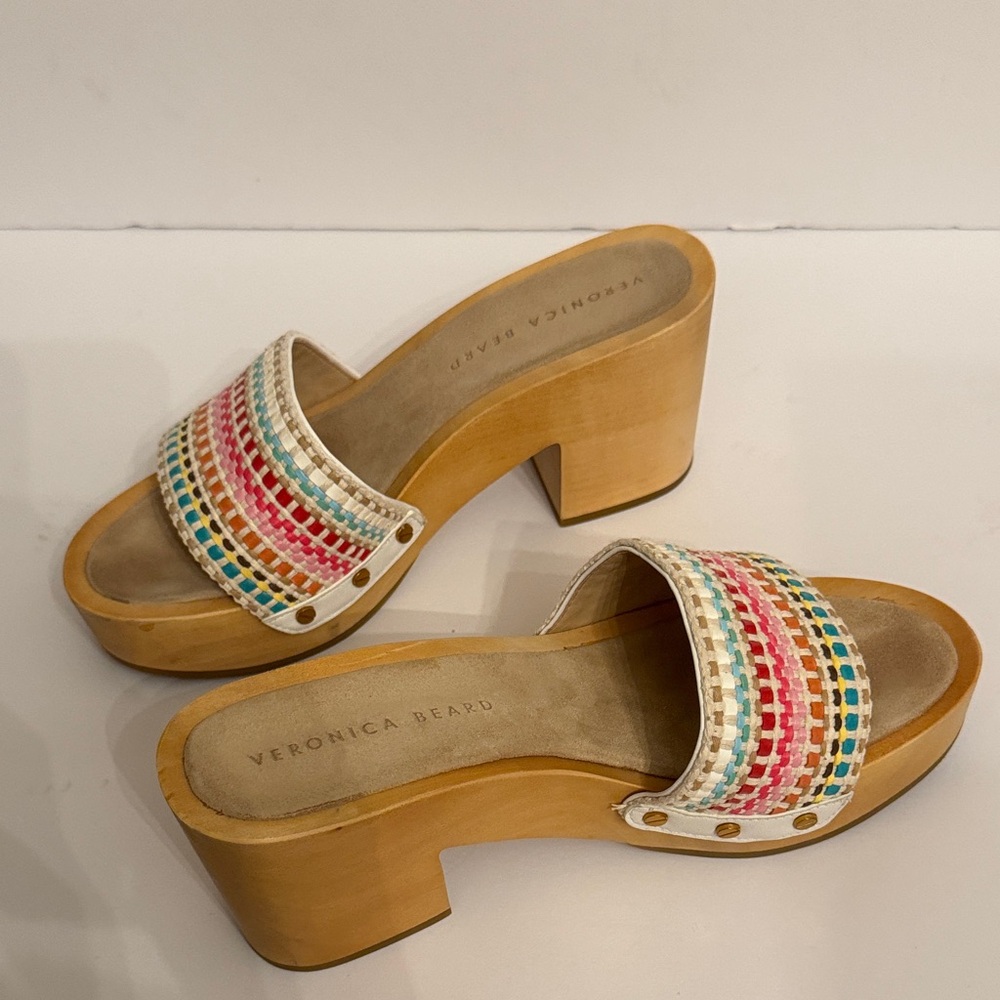 Veronica Beard 8-1/2 HannaLee Colorful Woven Clog Mules - Picture 2 of 16